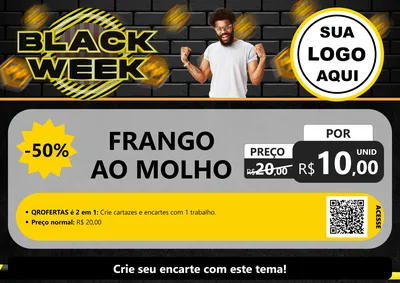 Modelo de Cartaz para Cartaz A4 Horizontal com o tema Black Week para Restaurante