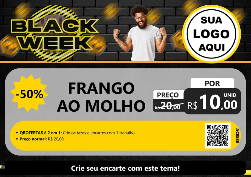 Modelo de Cartaz para Cartaz A4 Horizontal com o tema Black Week para Restaurante