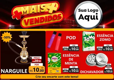Modelo de Encarte para Encarte A4 Horizontal com o tema Mais Vendidos para Tabacaria