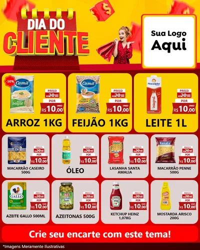 Modelo de Rede Social para Feed Instagram com o tema Dia do Cliente para Supermercado