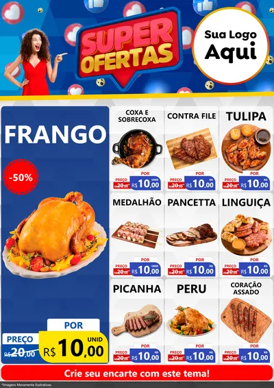 Modelo de Encarte para Encarte A4 Vertical com o tema Super Ofertas para Assados