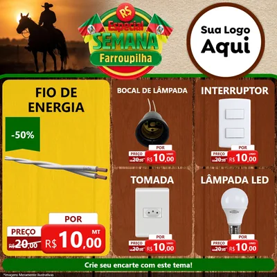 Modelo de Rede Social para Feed Facebook com o tema Especial Semana Farroupilha para Materiais Elétricos