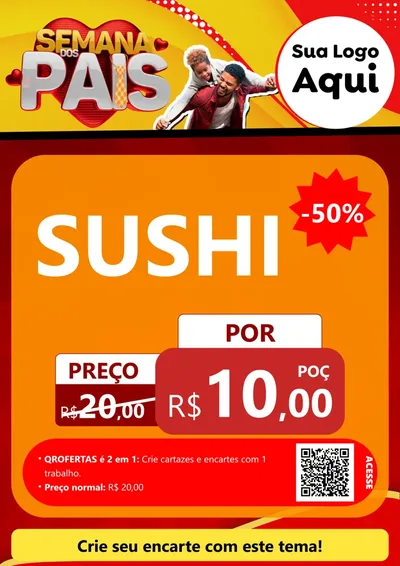 Modelo de Cartaz para Cartaz A4 Vertical com o tema Semana Dos Pais para Comida japonesa