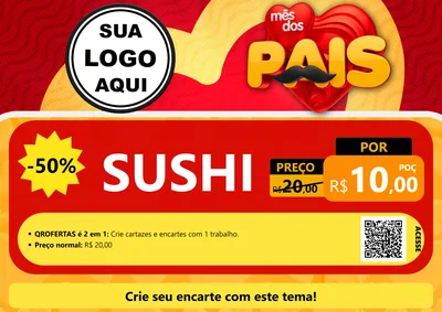 Modelo de Cartaz para Cartaz A4 Horizontal com o tema Mês Dos Pais para Comida japonesa