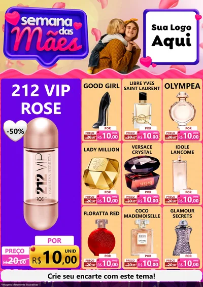 Modelo de Encarte para Encarte A4 Vertical com o tema Semana das Mães para Perfumes
