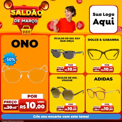 Modelo de Rede Social para Feed Facebook com o tema Saldão de Março para Óticas