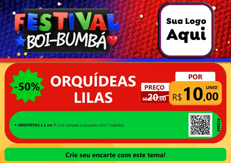 Modelo de Cartaz para Cartaz A4 Horizontal com o tema Festival Boi-Bumbá para Floricultura e jardim