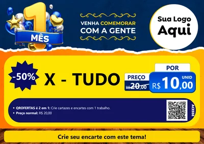 Modelo de Cartaz para Cartaz A4 Horizontal com o tema Um Mês de Aniversário para Hamburgueria