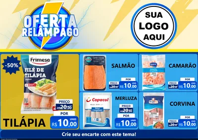 Modelo de Encarte para Encarte A4 Horizontal com o tema Oferta Relâmpago para Peixaria