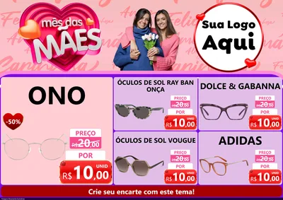 Modelo de Encarte para Encarte A4 Horizontal com o tema Mês Das Mães para Óticas