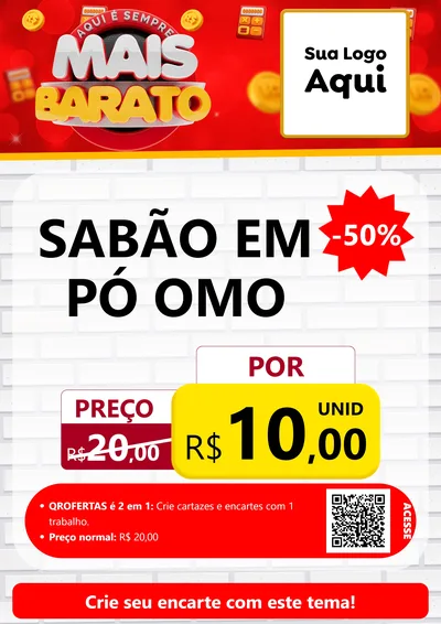 Modelo de Cartaz para Cartaz A4 Vertical com o tema Mais Barato para Produtos de Limpeza