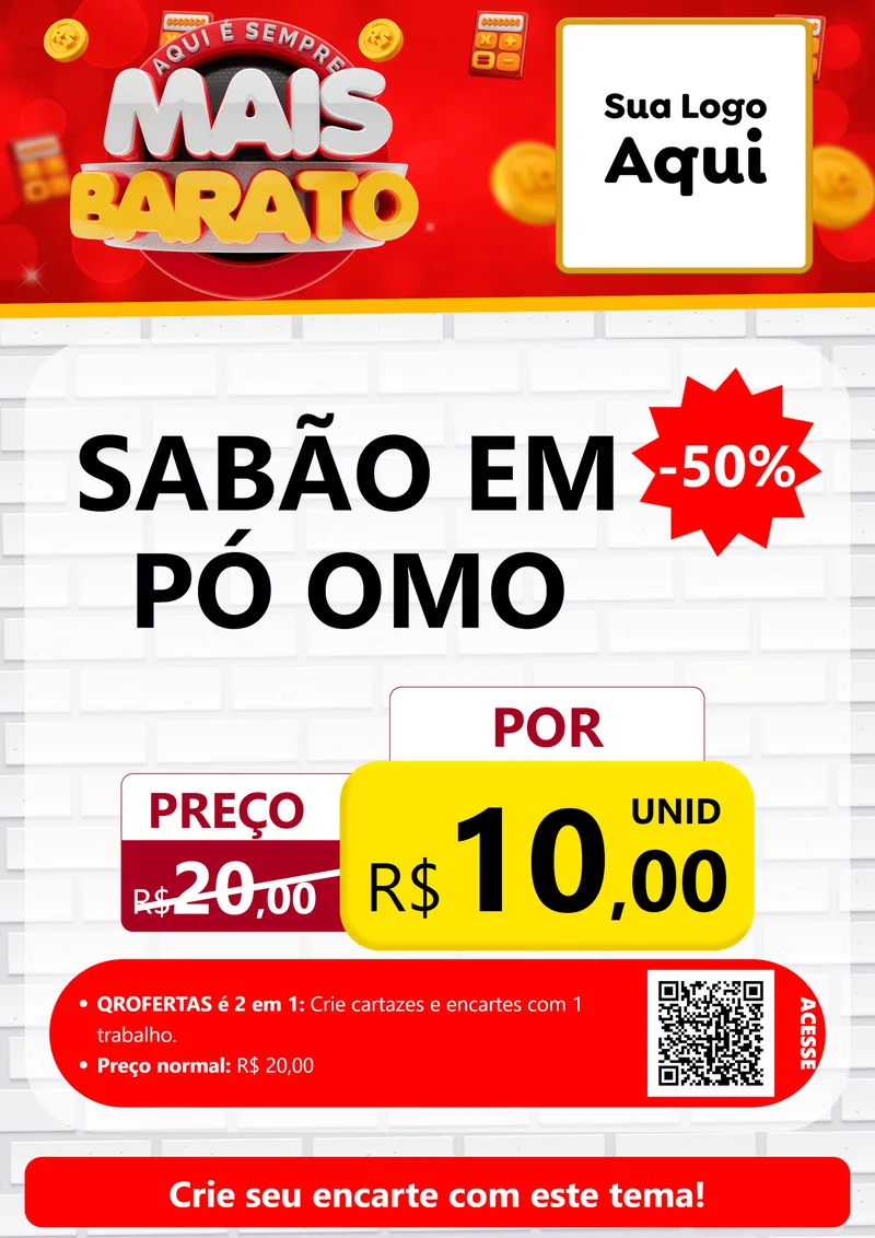 Modelo de Cartaz para Cartaz A4 Vertical com o tema Mais Barato para Produtos de Limpeza