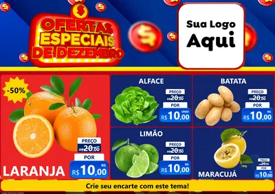 Modelo de Encarte para Encarte A4 Horizontal com o tema Ofertas Especiais de Dezembro para Hortifrúti