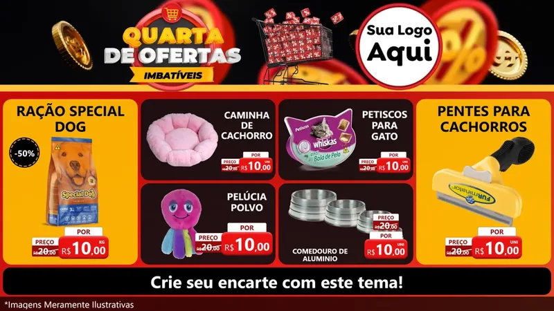 Modelo de TV para TV Horizontal com o tema Quarta de Ofertas Imbatíveis para Pet Shop