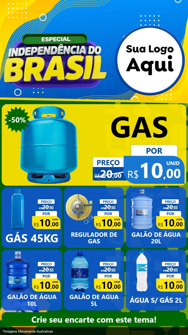 Modelo de Rede Social para Stories com o tema Especial Independência do Brasil para Água e gás