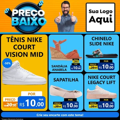 Modelo de Rede Social para Feed Facebook com o tema Preço Baixo para Calçados