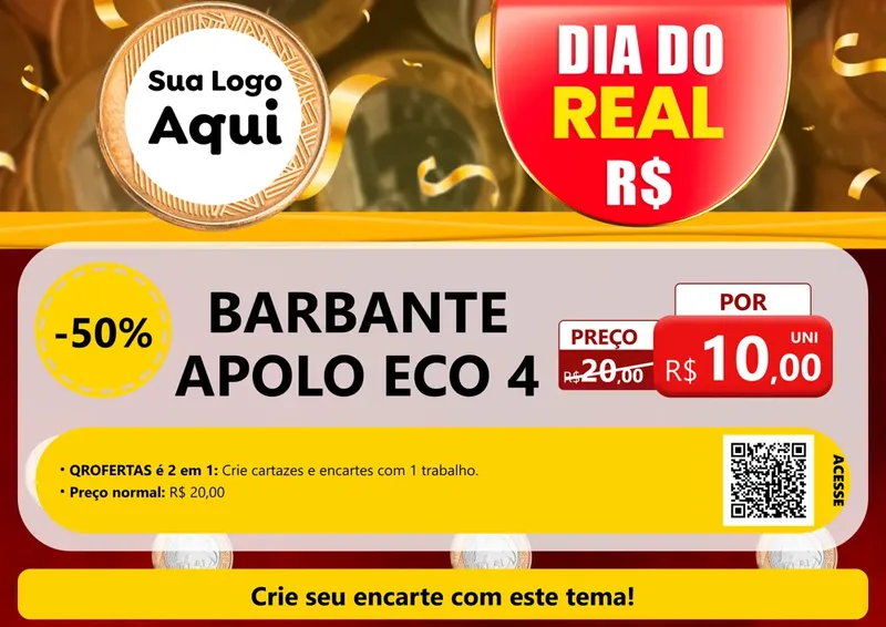 Modelo de Cartaz para Cartaz A4 Horizontal com o tema Dia do Real para Armarinho e Aviamentos