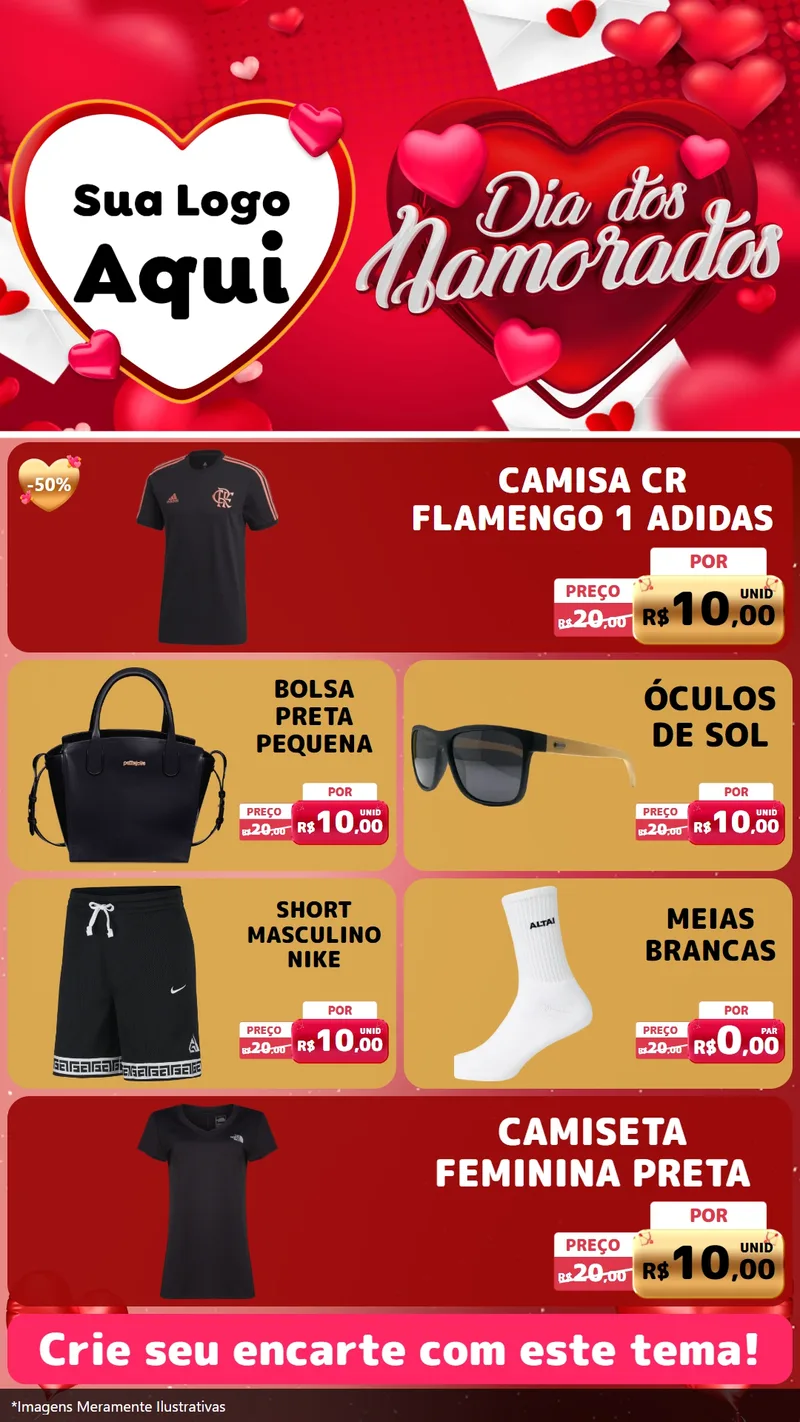 Modelo de TV para TV Vertical com o tema Dia Dos Namorados para Roupas e acessórios