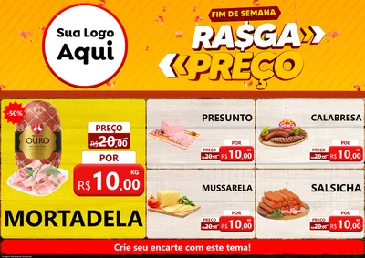 Modelo de Encarte para Encarte A4 Horizontal com o tema Fim de Semana Rasga Preços para Frios e Laticínios