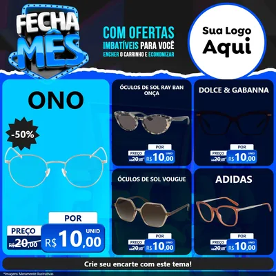 Modelo de Rede Social para Feed Facebook com o tema Fecha Mês para Óticas