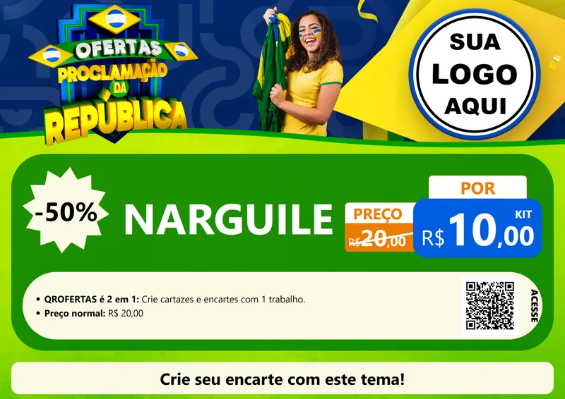 Modelo de Cartaz para Cartaz A4 Horizontal com o tema Ofertas Proclamação da República para Tabacaria