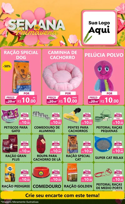 Modelo de Encarte para Encarte Grande com o tema Semana da Primavera para Pet Shop