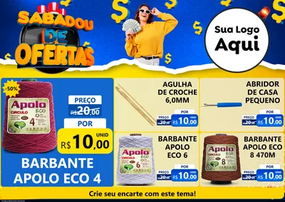 Modelo de Encarte para Encarte A4 Horizontal com o tema Sabadou de Ofertas para Armarinho e Aviamentos