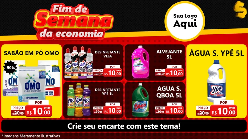 Modelo de TV para TV Horizontal com o tema Fim de Semana da Economia para Produtos de Limpeza