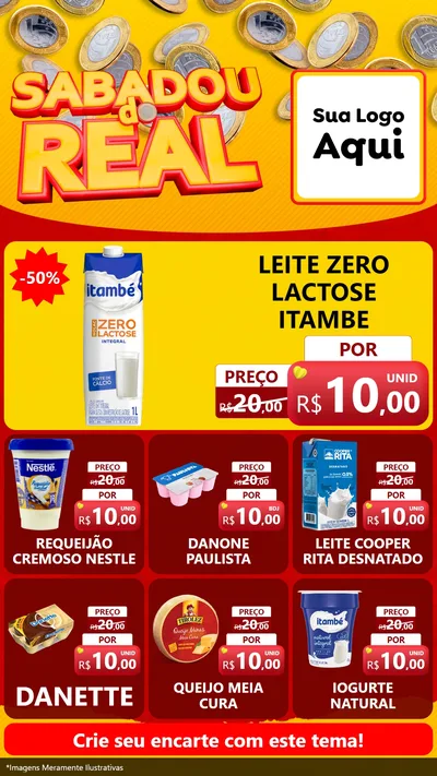 Modelo de Rede Social para Stories com o tema Sabadou do Real para Frios e Laticínios