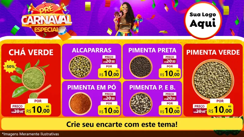 Modelo de TV para TV Horizontal com o tema Pré-Carnaval Especial para Produtos Naturais