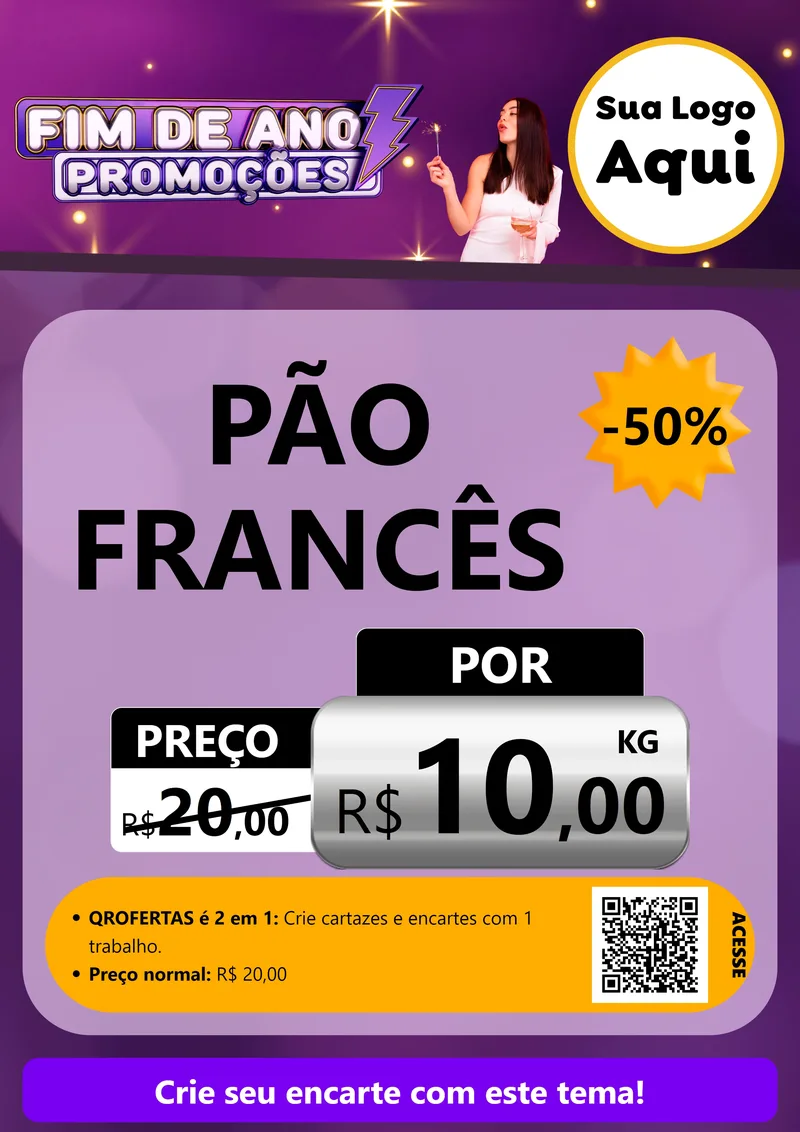Modelo de Cartaz para Cartaz A4 Vertical com o tema Fim de Ano Promoções para Padaria