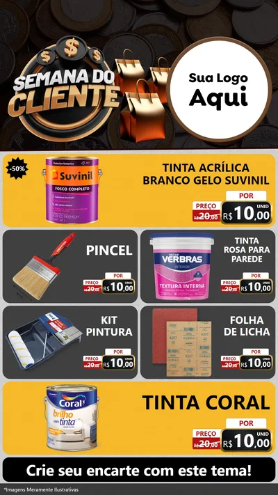 Modelo de TV para TV Vertical com o tema Semana do Cliente para Tintas e Ferramentas