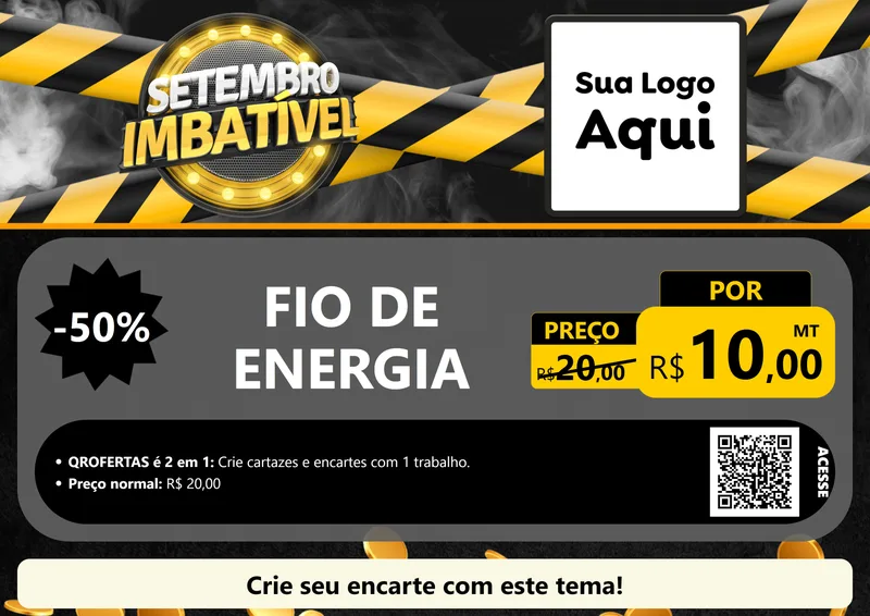 Modelo de Cartaz para Cartaz A4 Horizontal com o tema Setembro Imbatível para Materiais Elétricos