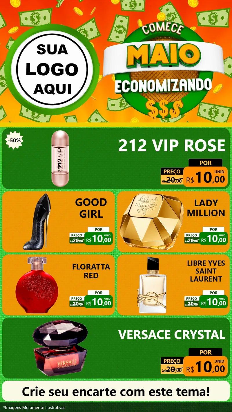 Modelo de TV para TV Vertical com o tema Comece Maio Economizando para Perfumes