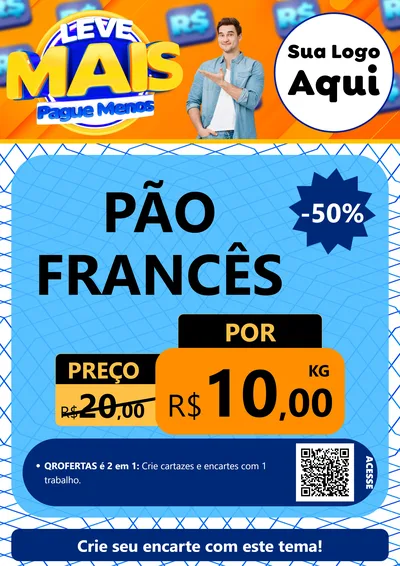 Modelo de Cartaz para Cartaz A4 Vertical com o tema Leve Mais, Pague Menos para Padaria
