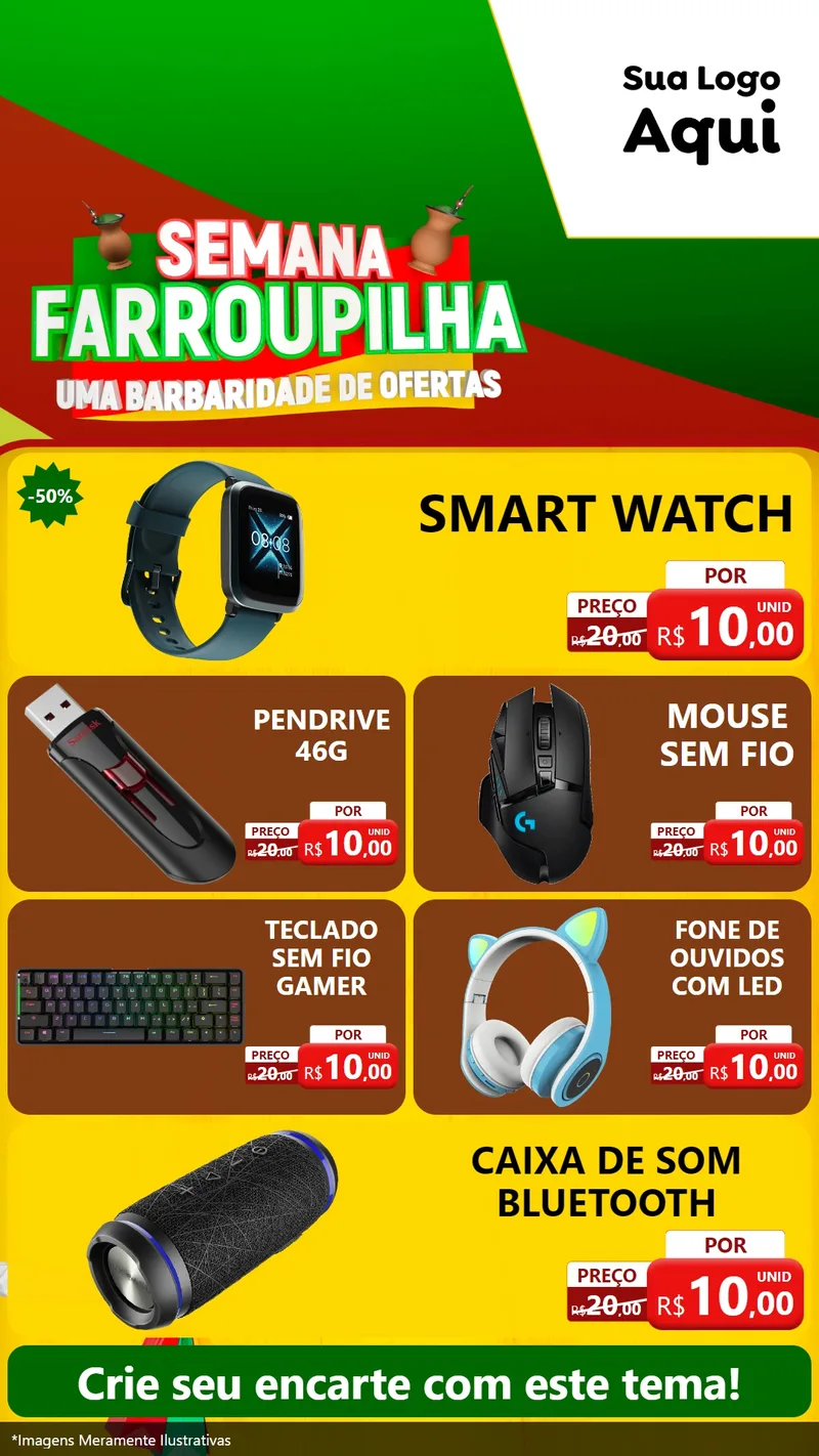 Modelo de TV para TV Vertical com o tema Semana Farroupilha - Uma Barbaridade de Ofertas para Informática
