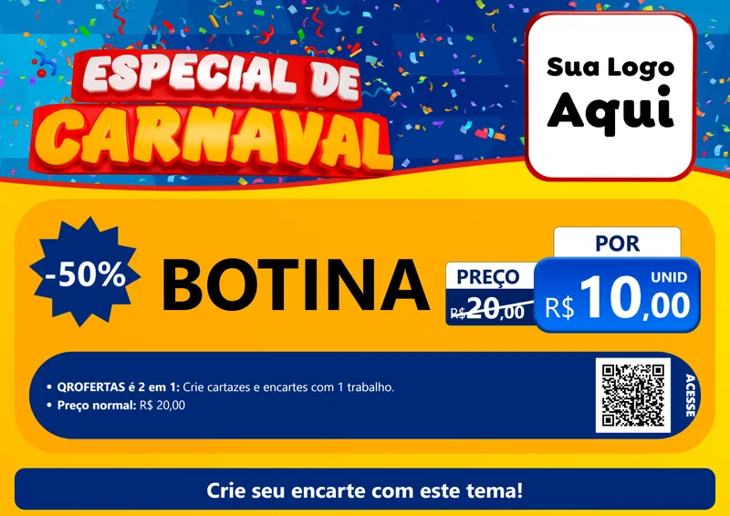 Modelo de Cartaz para Cartaz A4 Horizontal com o tema Especial de Carnaval para Agropecuária