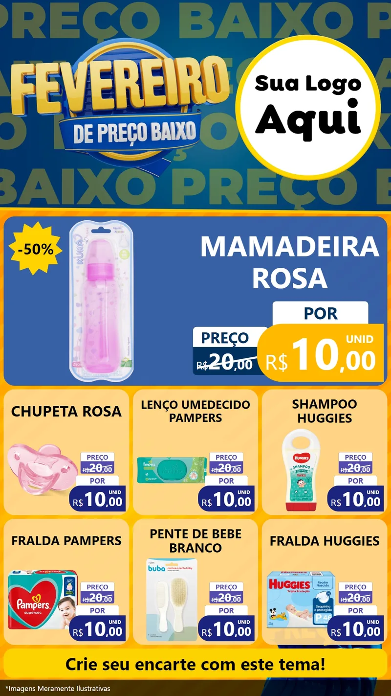 Modelo de Rede Social para Stories com o tema Fevereiro de Preço Baixo para Bebês