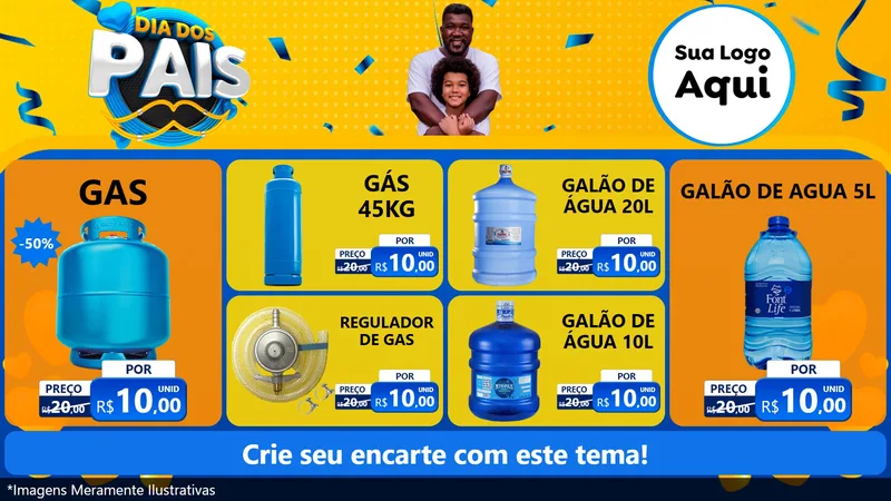 Modelo de TV para TV Horizontal com o tema Dia dos Pais para Água e gás