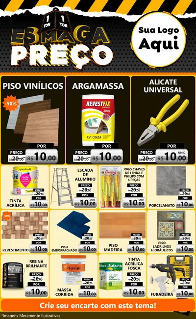 Modelo de Encarte para Encarte Grande com o tema Esmaga Preço para Material para Construção