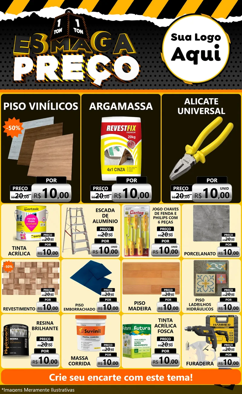 Modelo de Encarte para Encarte Grande com o tema Esmaga Preço para Material para Construção