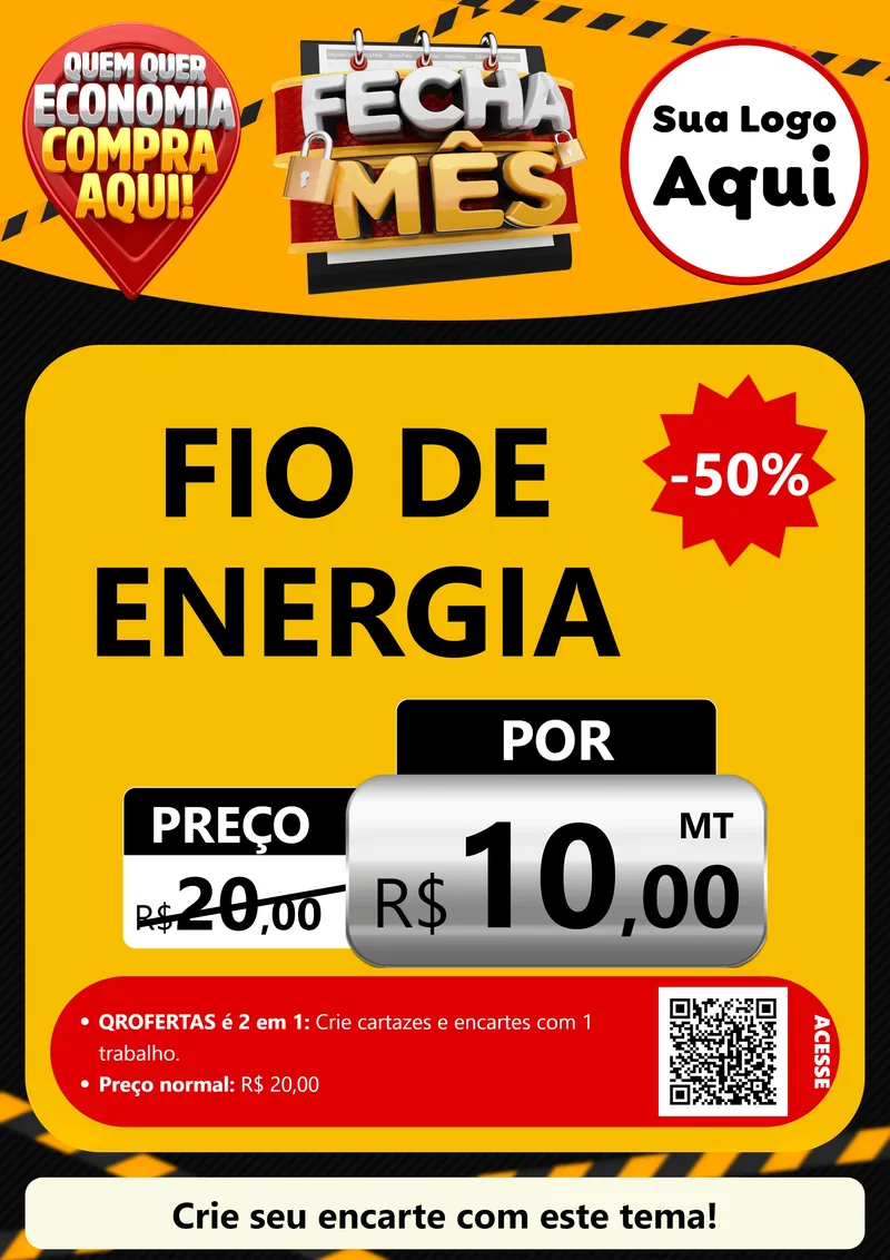 Modelo de Cartaz para Cartaz A4 Vertical com o tema Fecha Mês para Materiais Elétricos