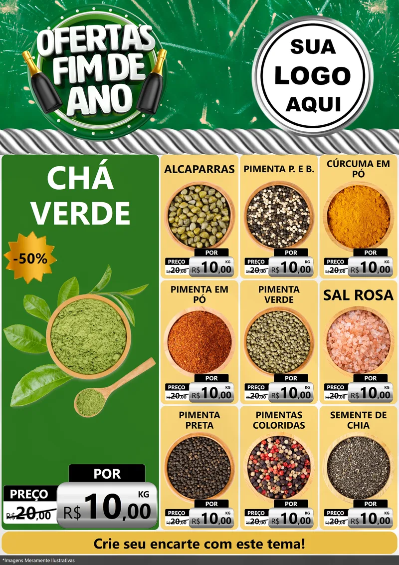 Modelo de Encarte para Encarte A4 Vertical com o tema Ofertas Fim de Ano para Produtos Naturais