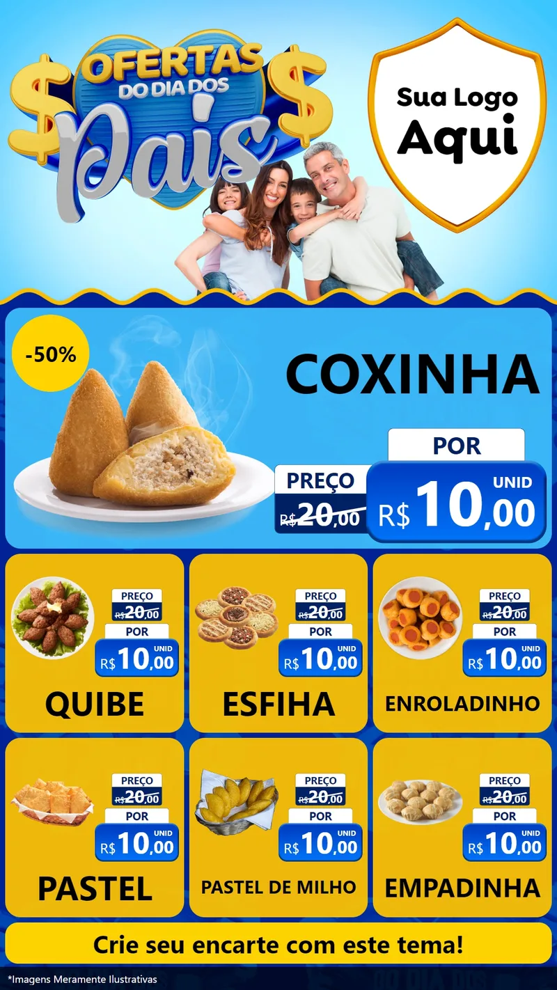 Modelo de Rede Social para Stories com o tema Ofertas do Dia dos Pais para Salgadaria