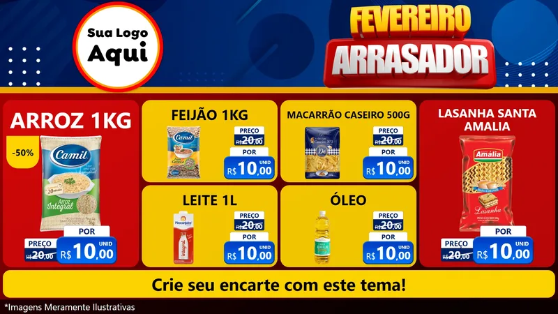 Modelo de TV para TV Horizontal com o tema Fevereiro Arrasador para Supermercado