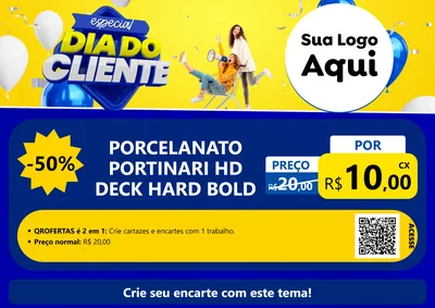 Modelo de Cartaz para Cartaz A4 Horizontal com o tema Especial Dia do Cliente para Pisos e revestimentos