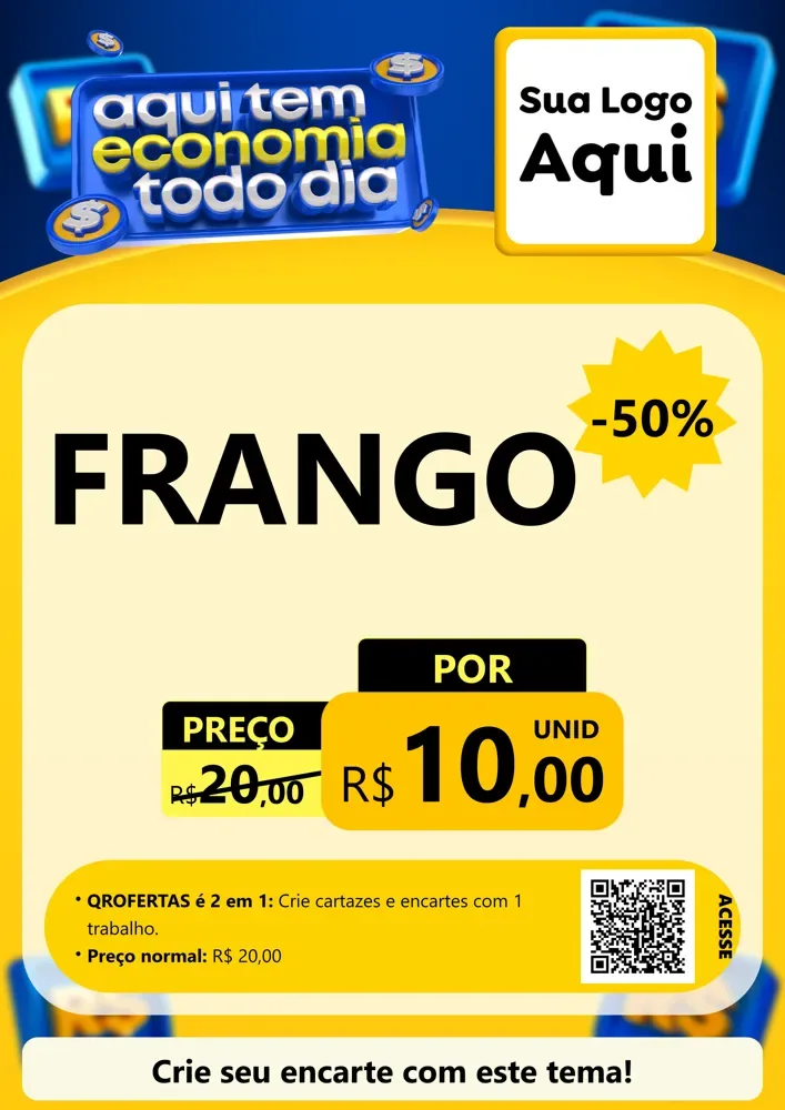 Modelo de Cartaz para Cartaz A4 Vertical com o tema Aqui Tem Economia Todo Dia para Assados