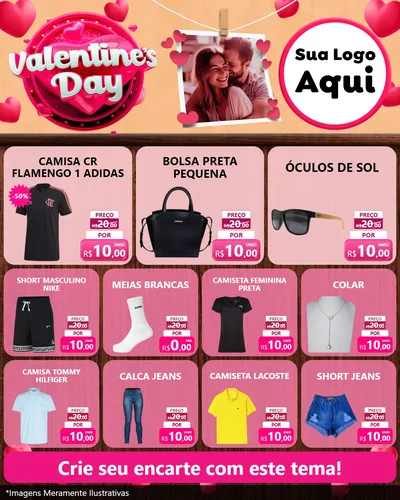Modelo de Rede Social para Feed Instagram com o tema Valentine's Day para Roupas e acessórios