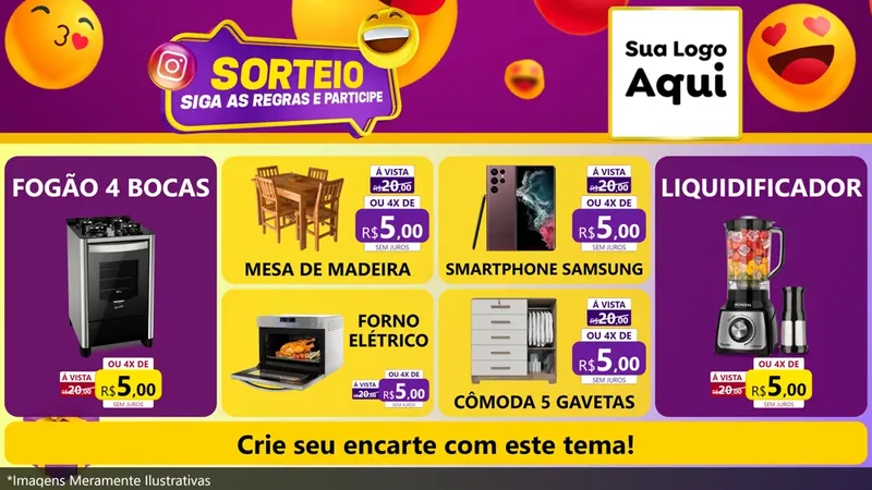 Modelo de TV para TV Horizontal com o tema Sorteio para Móveis e Eletro