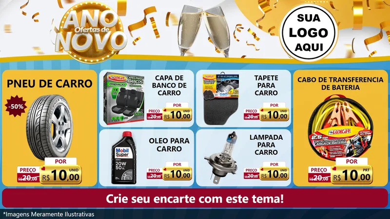 Modelo de TV para TV Horizontal com o tema Ofertas de Ano Novo para Auto peças
